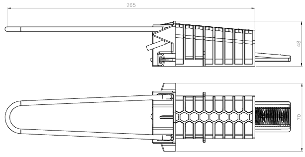 Чертеж, размеры зажима DN 525 с дужкой, 1 клин