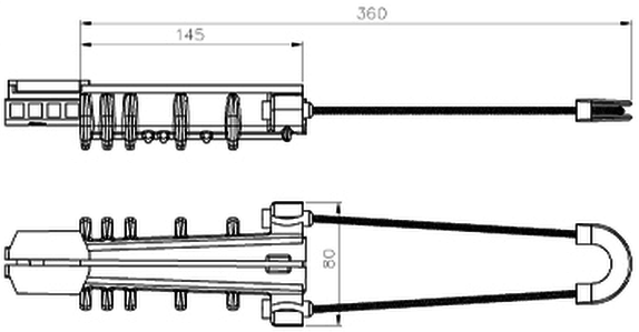 Чертеж, размеры зажима PA 1500 35-95