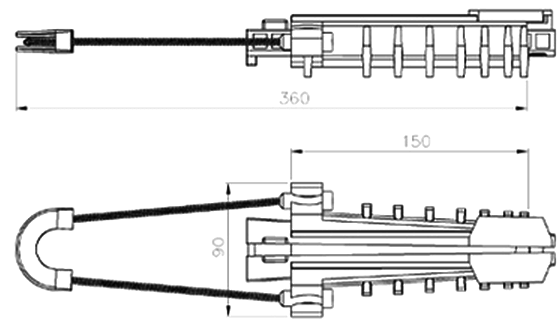 Чертеж, размеры зажима PA 2000-95