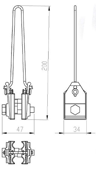 Чертеж, размеры зажима PA 235